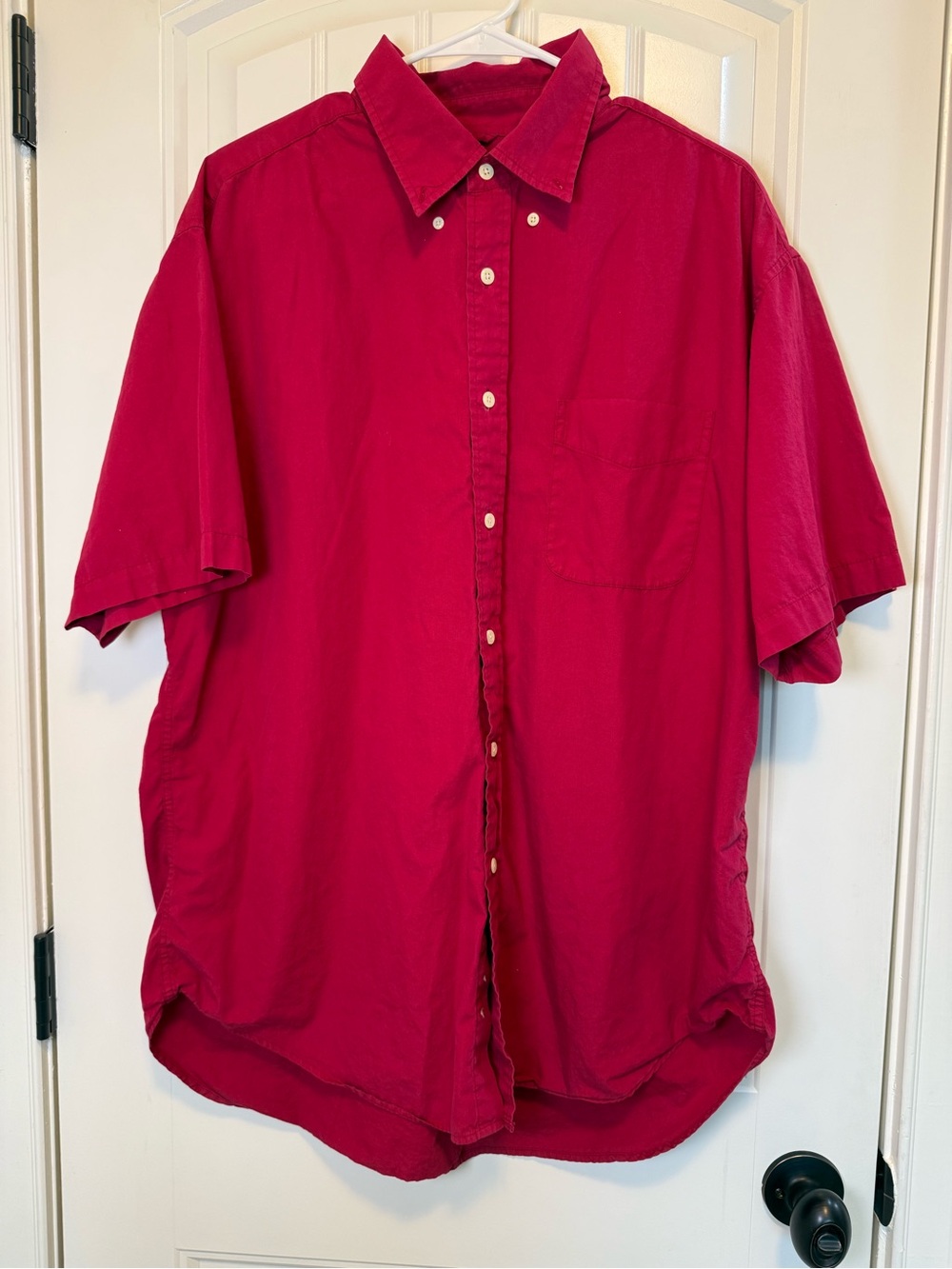 Vintage J.Crew Button Down Shirt Mens L Red 100% Cotton Made in Hong Kong 90s